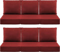 Luxury 6" Outdoor Cushions for Patio Furniture, 24x24x6" Thick Seat Cushion Set of 6, Fade Resistant Couch Chair Replacement Cushions High Density Deep Wicker Chair Cushion w/ Removable Cover, Red