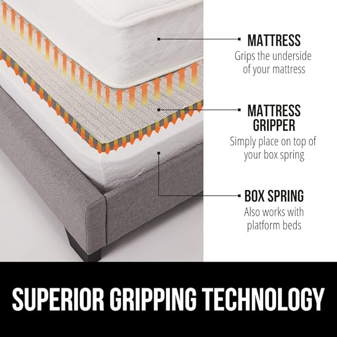 GORILLA GRIP Non Slip Mattress Gripper, Prevents Mattresses from Sliding and Holds Bed in Place, Pad Grips Beds, Sofa, Couch, Chair Cushions and Helps Keep Topper from Slipping, 2 Pack Pads, Full