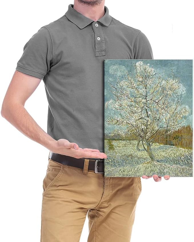 Wieco Art The Pink Peach Tree Canvas Prints Wall Art by Van Gogh Classic Famous Oil Paintings Reproduction Modern Gallery Wrapped Landscapes Giclee Picture Artwork