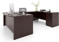 67'' U Shaped Bow Front Executive Desk with 2 Storage File Cabinets