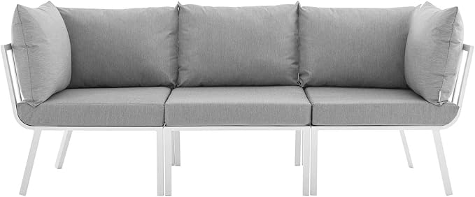 Modway Riverside Outdoor Furniture, 3-Piece Set, White Gray