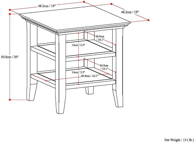 SIMPLIHOME Acadian SOLID WOOD 19 inch Wide Square Transitional End Table in Light Golden Brown for the Living Room and Bedroom