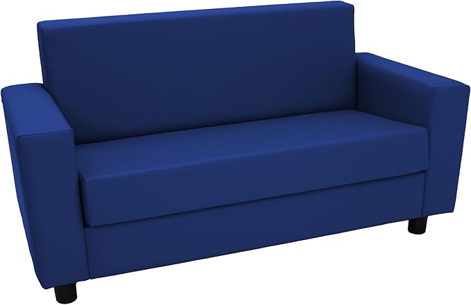 Factory Direct Partners SoftScape Inspired Playtime Classic Reading Sofa, Children's Commercial-Grade Upholstered Furniture for Home, Daycare, Preschool, Library; Comfy Modern Design - Blue, 14473-BL