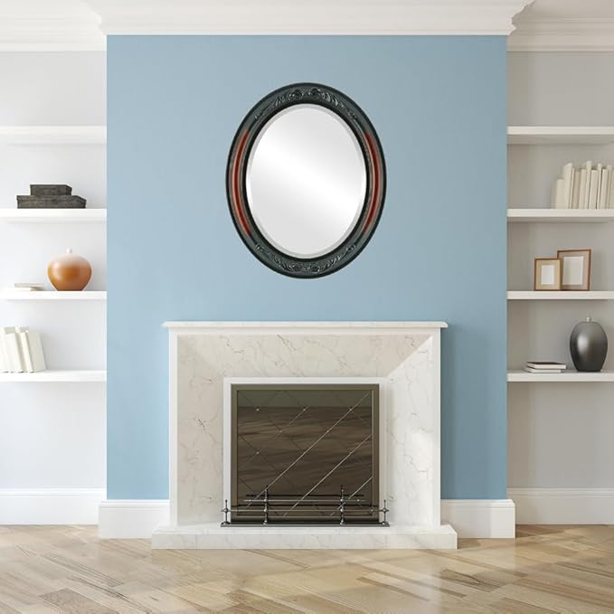 OVALCREST Oval Beveled Wall Mirror for Home Decor - Florence Style - Rosewood - 34" x 24"