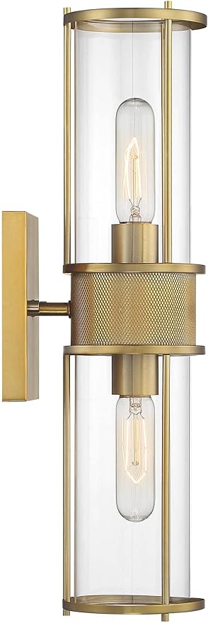 Possini Euro Design Miranda Modern Wall Light Sconce Warm Brass Gold Hardwired 4 1/2" 2-Light Fixture Clear Glass Shades for Bedroom Bathroom Vanity Reading Living Room Hallway House Home Decor