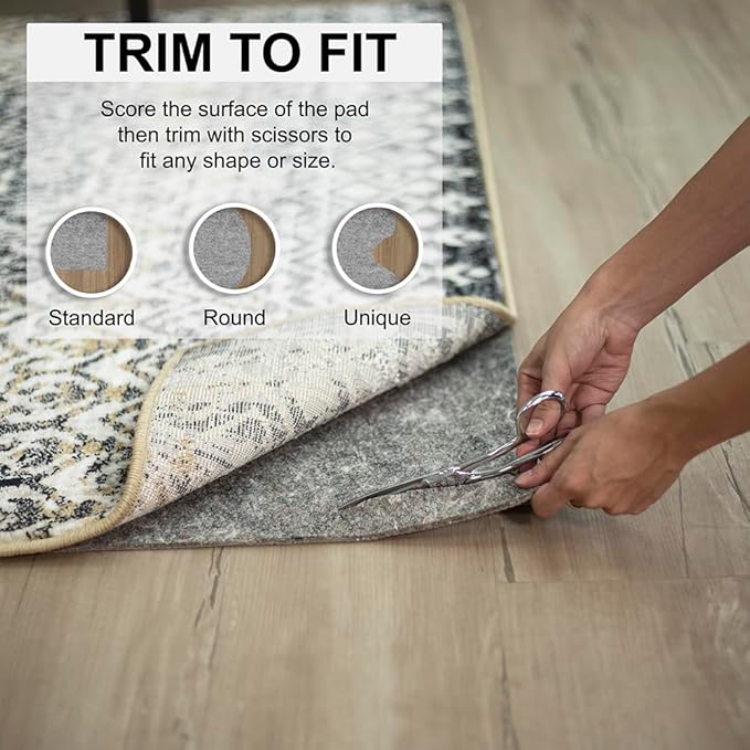Mohawk Home 2' x 6' Non Slip Grip Rug Pad 3/8" Thick Dual Surface Felt Cushion + Rubber Gripper - Safe for All Floors