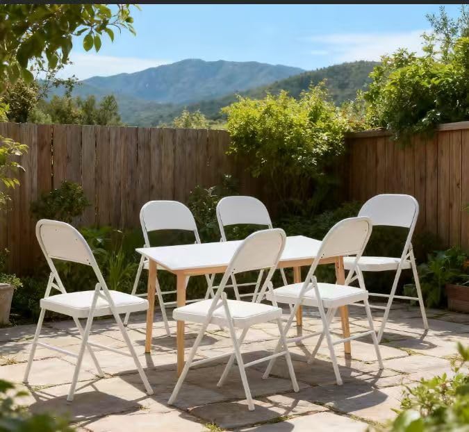 White Folding Chairs 20 Pack with Comfortable Cushion and Back, Portable & Foldable Indoor Outdoor Chairs with Durable Metal Frame for Office/Party/Events/Kitchen/Dinning/Wedding, 330lbs Capacity