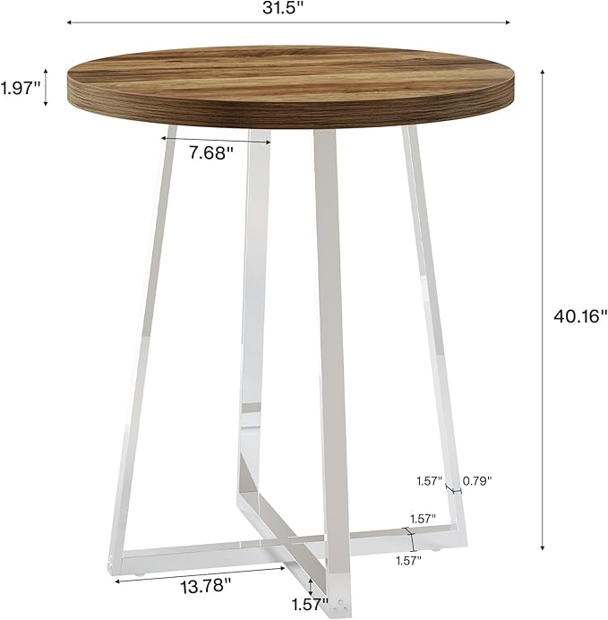 Tribesigns Round Bar Table, 40.2" High Bistro Pub Table with Crossed Metal Legs, Counter Height Cocktail Table for Home Bar, Living Room, Small Space