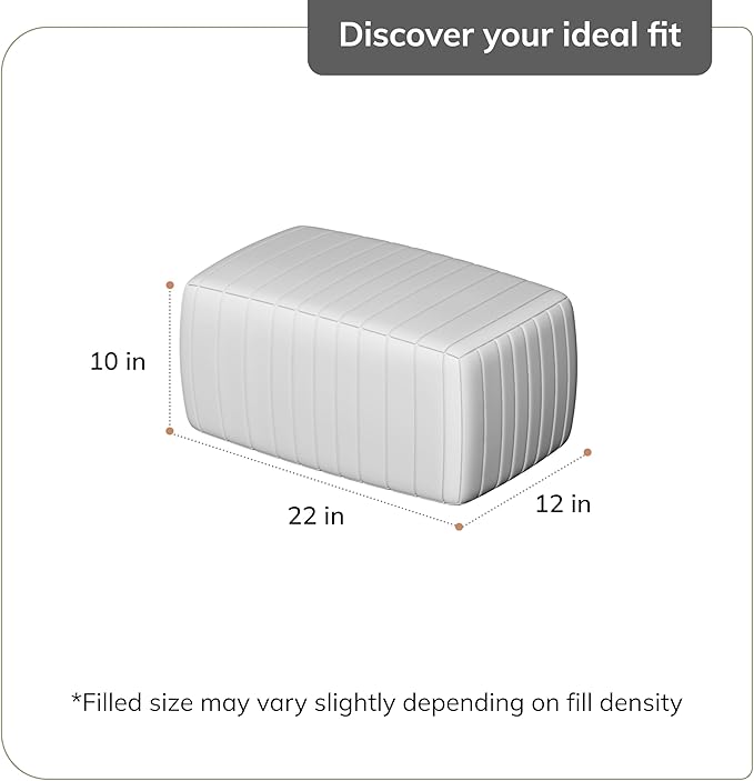 Anji Mountain 100% Handmade & Handcrafted Comfortable Home Décor Pouf Ottoman Footrest for Living Room, Bedroom, Nursery, Kidsroom, Patio Furniture - (22" x 12" x 10" - Cream)