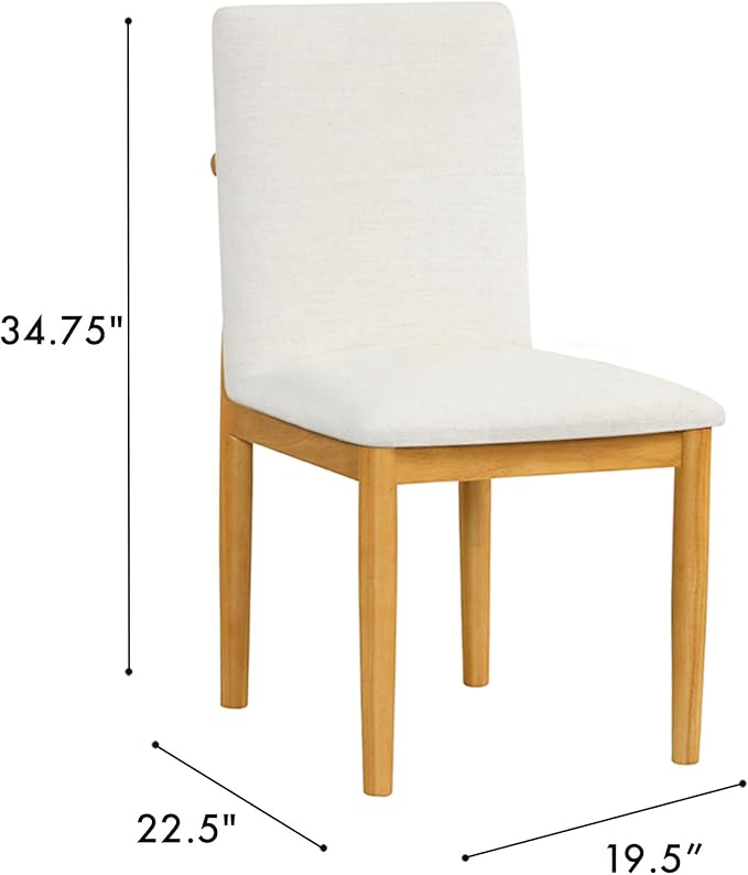 HomePop Modern Upholstered Farmhouse Dining Chairs - Cream White Textured Woven (Set of 2)