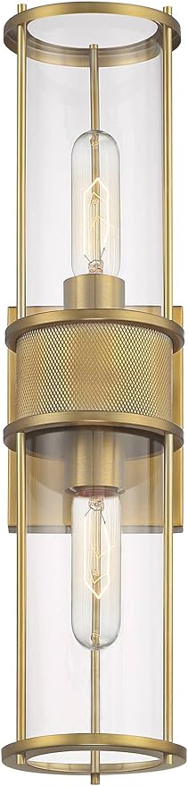 Possini Euro Design Miranda Modern Wall Light Sconce Warm Brass Gold Hardwired 4 1/2" 2-Light Fixture Clear Glass Shades for Bedroom Bathroom Vanity Reading Living Room Hallway House Home Decor