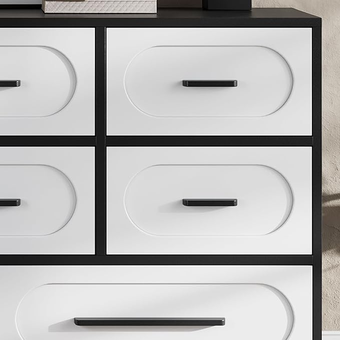 Modern 8 Drawer Dresser for Bedroom, 54" Wide Dressers & Chest of Drawers w/Solid Wood Handle, Wood Mid Century Closet Organizers and Storage Cabinet for Bedroom, Living Room, Hallway