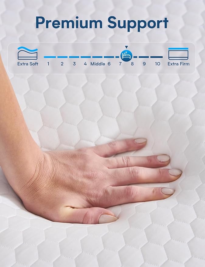 Twin Mattress Firm, 12 Inch Cooling Gel Memory Foam Mattress, Back Pain Relief, Cooling Ice Silk Cover, Bed Mattress in Box, CertiPUR-US Certified