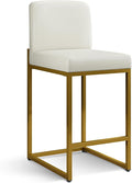 ALPHA HOME 24 Inch Bar Stools, Kitchen Counter Stools with Backs, PU Leather Barstools, White Bar Stools with Upholstered Footrest, Sturdy Chromed Metal Steel Frame, White