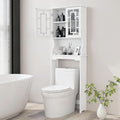 BestComfort Over The Toilet Storage Cabinet, Home Bathroom Space Saver Organizer Above Toilet, Double Doors and Adjustable Shelf, Wooden Freestanding Toilet Storage Rack Unit, 67 in H (White)