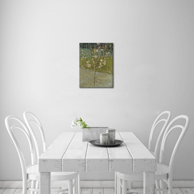 Wieco Art Almond Tree in Blossom by Van Gogh Famous Oil Paintings Reproduction Classic Canvas Prints Wall Art Abstract Flowers Pictures for Home Decor Modern Stretched and Framed Landscape Artwork