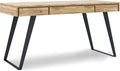 SIMPLIHOME Lowry Desk - 54-Inch Wide Solid Acacia Wood and Metal Writing Desk in Distressed Golden Wheat, Modern Industrial Home Office Computer Table with 2 Drawers and Flip-Down Keyboard Tray