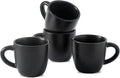 HASENSE 7 Ounce Cappuccino Cups Set of 4 Perfect for Latte, Americano, Cafe Mocha and Tea, Ceramic Coffee Cups Ideal for Party Cafe Home and Kitchen, Microwave and Dishwasher safe, Black