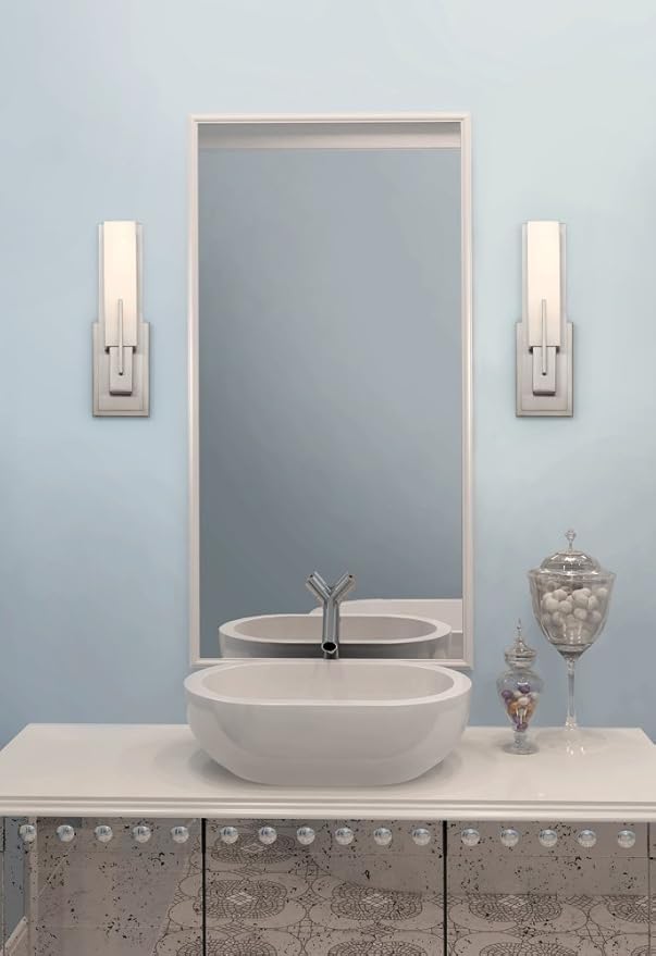 Possini Euro Design Midtown Modern Wall Light Sconce Satin Nickel Hardwired 4 1/2" Wide Fixture White Glass Rectangular Shade for Bedroom Bathroom Bedside Living Room Home Hallway Dining Kitchen