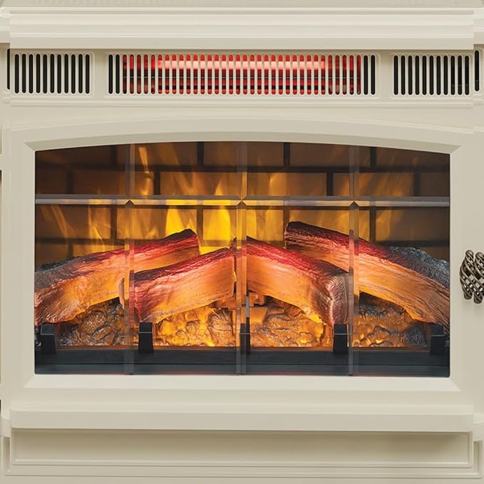 duraflame Freestanding Electric Fireplace Stove Heater with 3D Flame Effect for 1,000 Sq. Ft. Room, Cream
