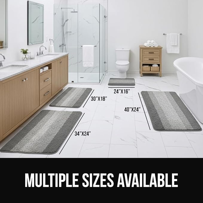 GORILLA GRIP Ultra Soft Plush Bathroom Rugs with Textured Rubber Backing, Absorbent Quick Dry Bath Mat, Machine Washable Shower Mats, Home Décor Accessories Bathmat Rug Essentials, 30 x 18 Navy