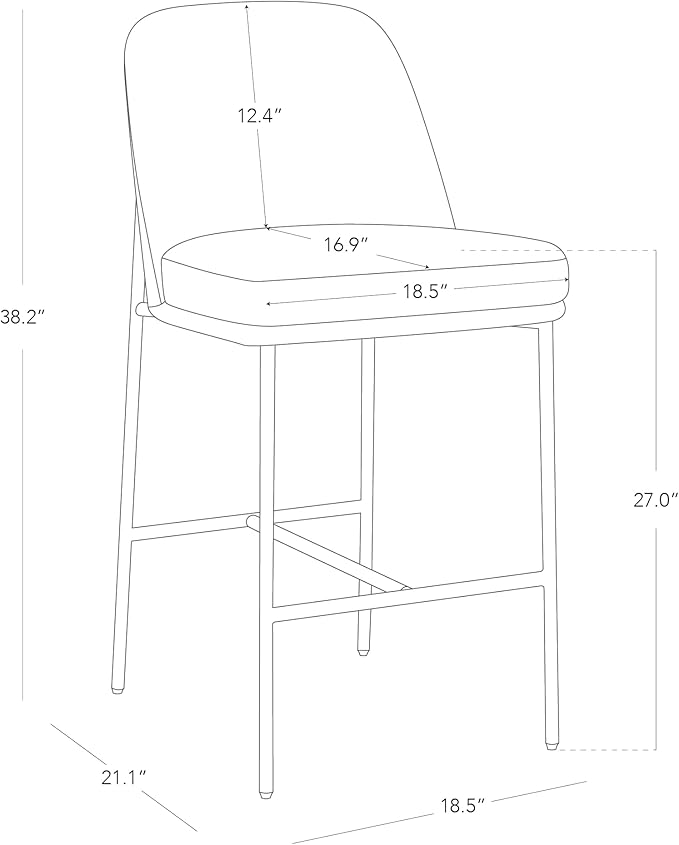 CHITA Counter Height Bar Stools Set of 2, FSC Certified Metal Barstools for Kitchen Island, 27" H Seat Height, Fabric, Light Grey (Multi-Colored)