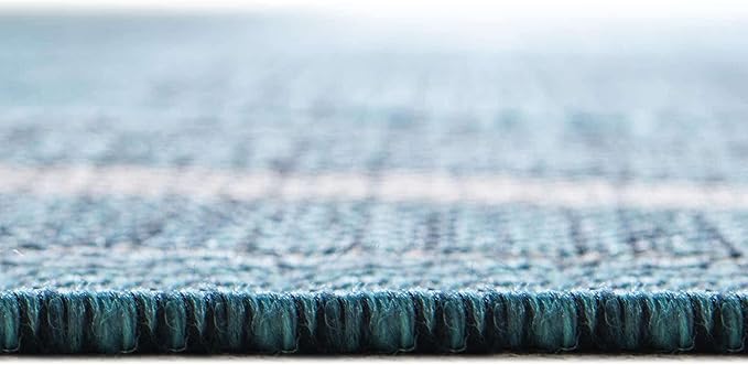 Unique Loom Outdoor Border Collection Area Rug - Soft Border (3' 1" Round, Teal/ Ivory)