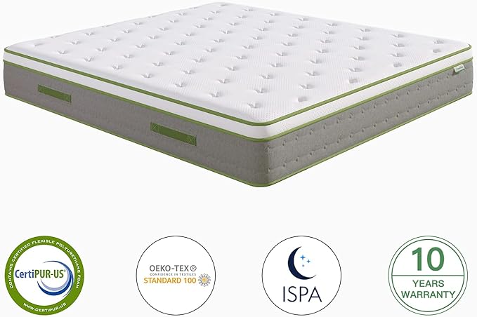 Novilla King Size Mattress, 10 Inch Hybrid Pillow Top King Mattress in a Box with Gel Memory Foam & Individually Wrapped Pocket Coils Innerspring for a Cozy & Peaceful Sleep