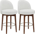 CHITA Counter Height Bar Stools Set of 2,Swivel Barstools for Kitchen Island,26.4" H Seat Height,Faux Leather,White