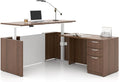 Adjustable Height Executive Standing Desk | Dual Motor Electric Sit-Stand Workstation with 4 Memory Handsetctric Sit-Stand Desk with Lockable Storage (1, L-Shape)