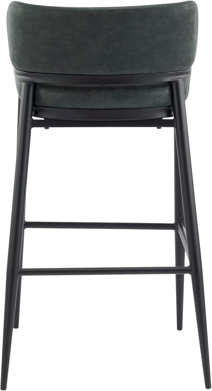 Christopher Knight Home Ebany Barstools Set of 2, Metal Frame Counter Stools, Upholstered Kitchen Chair, Curved Back Support Bistro Chairs, 30" H Island Stool for Dining Kitchen Cafeteria, Dark Green