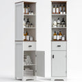 Tall Modern Bathroom Cabinet, 68.5" H Storage Cabinet with Fluted Wave Door, Drawer, Adjustable Shelves, Narrow Cabinet for Kitchen, Living Room, Entryway, White