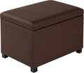 Asense 24'' Small Square Ottoman with Lift Off Lid, Storage Cube Leather Ottoman for Foot Rest, Footstool for Dorm, Living Room, Bedroom,Espresso Brown