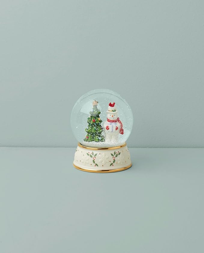 Lenox 894915 Happy Holly Days Snow Globe, Christmas & Holiday Decor