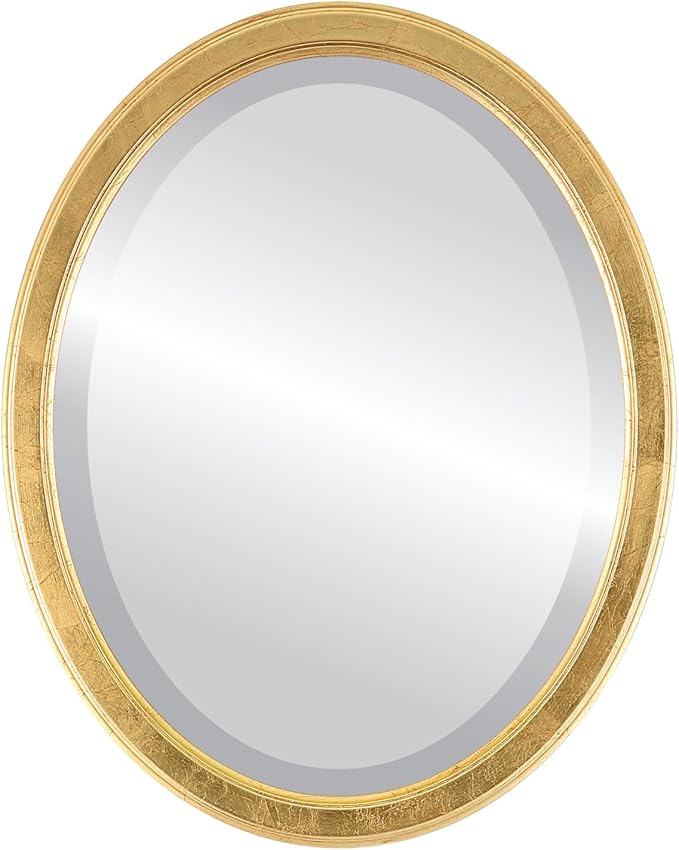 OVALCREST Oval Beveled Wall Mirror for Home Decor - Toronto Style - Gold Leaf - 22" x 18"