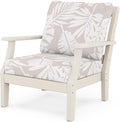 Martha Stewart by POLYWOOD® Chinoiserie Deep Seating Chair in Sand/Leaf Dune Burlap