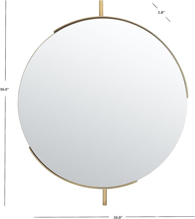 Safavieh Home Collection Orford Brass 30-inch Round Decorative Accent Wall Mirror for Bedroom Living Room Bathroom Entryway