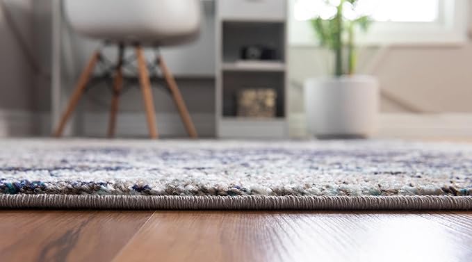 Unique Loom Trellis Frieze Collection Area Rug - Geometric (3' 3" Square, Blue Multi/ Ivory)