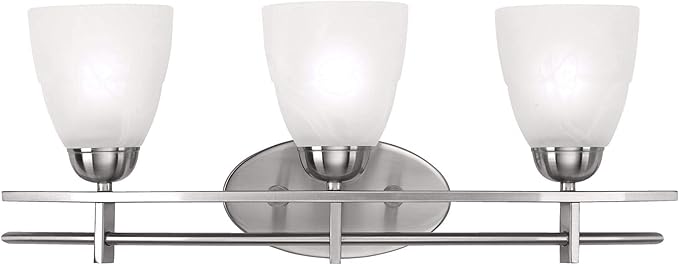 Possini Euro Design Art Deco Modern Wall Mount Light Brushed Nickel Silver Metal Hardwired 23 1/2" Wide 3-Light Fixture Trio Marbleized Glass Shades Decor for Bathroom Vanity Mirror House Home