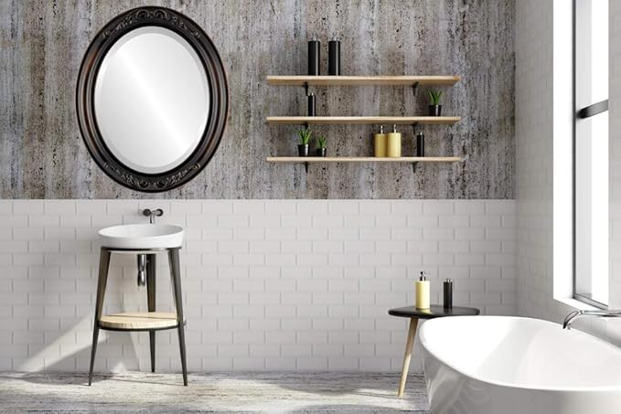 OVALCREST Oval Beveled Wall Mirror for Home Decor - Florence Style - Rubbed Bronze - 24" x 20"