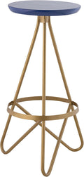 JONATHAN Y BSL1000A Spiroa 30" Modern Industrial Metal Backless Circular Bar Stool for Home, Kitchen, Dining Room, Workspaces, Cafes and Resturants, Navy Seat with Gold Frame