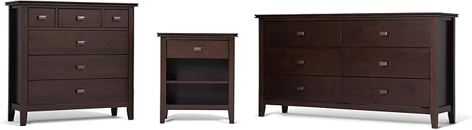 SIMPLIHOME Artisan Bedside Table - 24 inch Wide Solid Wood Nightstand Table in Russet Brown, Contemporary Bedroom Side or End Table with 1 Drawer, Open Shelf Storage and Bronze Knobs
