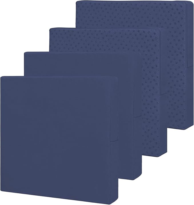 Easy-Going Waterproof Patio Cushion Covers ONLY Cover 22x20x4 inch 4 Pack Replacement Non-Slip Outdoor Seat Cushion Slipcover with Zipper. Navy