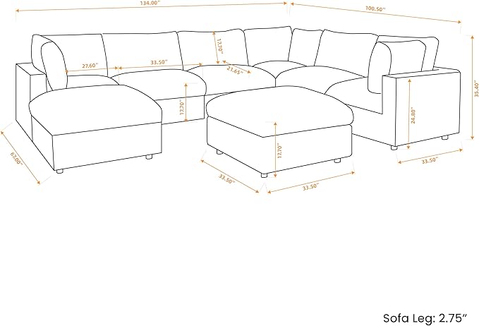 Modular Sectional Sofa with Ottoman,134inch U Shaped Convertible Cloud Couch,8 Seater Convertible V Shaped Living Room Sets,Cover Washable and Replaceable Couches for Living Room,Khkai