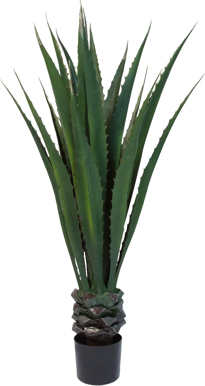 Pure Garden Giant Agave Fake Plant - 52-Inch Faux Succulent with Pot - Modern Artificial Trees for Home Decor Indoor and Outdoor Blend Southwestern Style