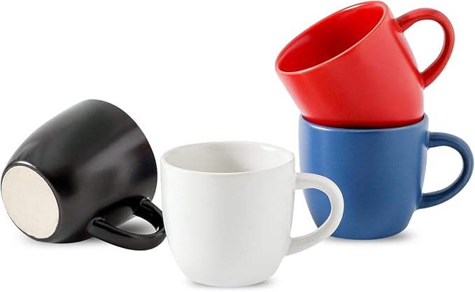 HASENSE Ceramic 3 OZ Espresso Cups, Porcelain Espresso Demitasse Cups Set of 4 for Double shot, Lungo and Ristretto, Tiny Italian Expresso Shot Coffee Mugs for Home and Office, Colorful