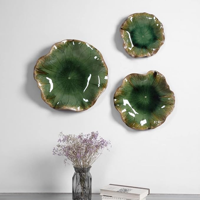 Uttermost Abella Forest Green Ceramic 3-Piece Wall Art Set