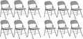 12 Pack Grey Folding Chairs with Padded Seats, Portable Stackable Foldable Chairs for Indoor and Outdoor, Commercial Seat with Metal Frame for Events Office Wedding Party, 330lbs Capacity