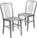 Flash Furniture Gael Indoor/Outdoor Modern Metal Dining Chairs, Commercial-Grade Galvanized Steel Restaurant Chairs, Set of 2, Silver