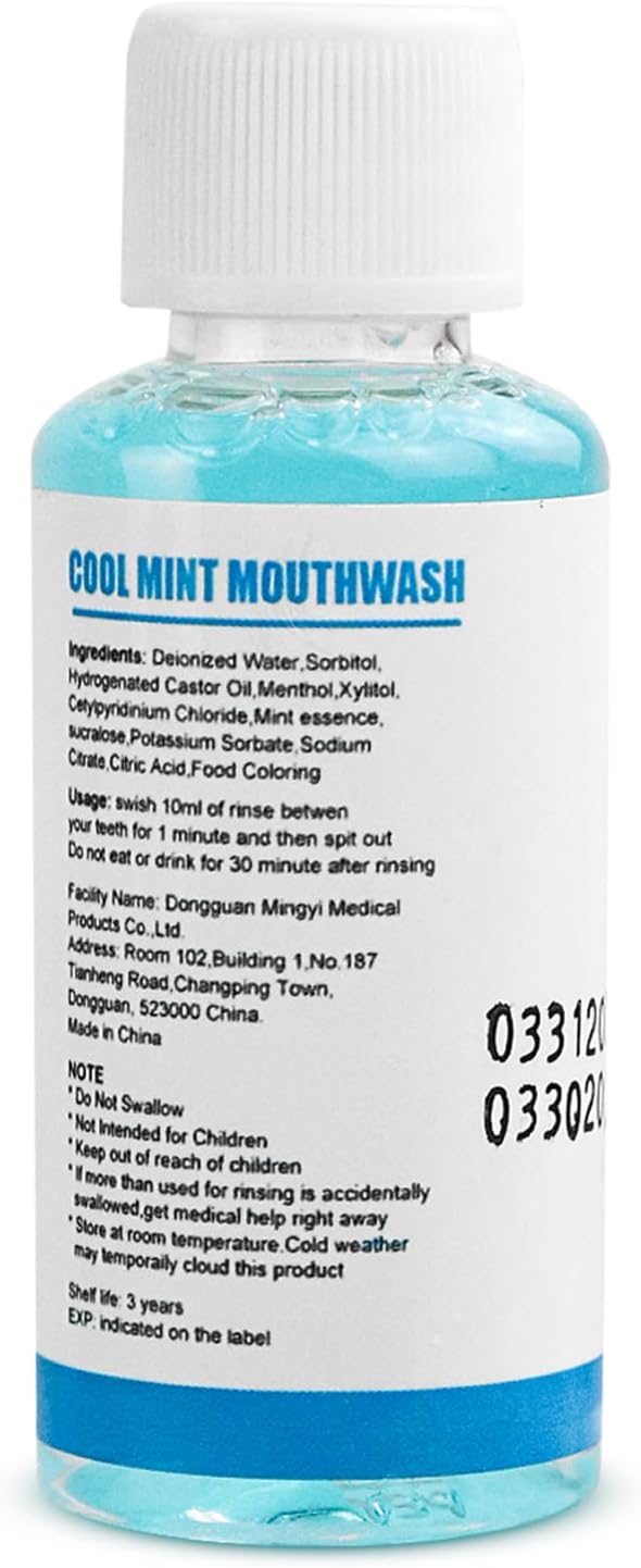 10 pcs Travel Size Mouthwash Bulk Mini Mouthwash, Fresh Mint Portable Mouthwash Individual 1.2oz/35ml Mouthwash Bottles for Travel Toiletry Kits, Blue